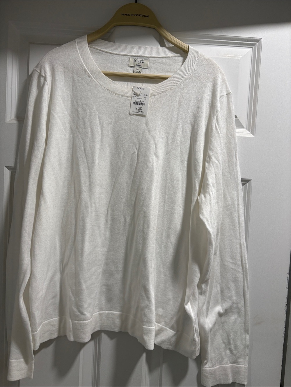 J. Crew Women's Teddie Lightweight Sweater in White 100% cotton size XL